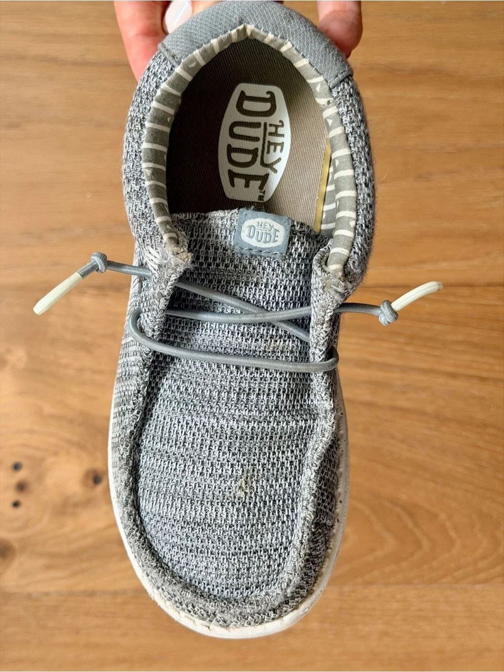 Hey Dude Youth Wally Y Stretch Sox Grey Knit Slip On Loafers Youth Sz 1 Shoes